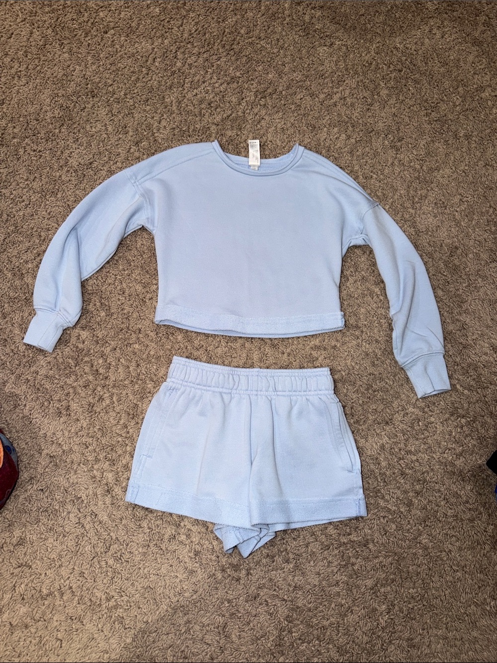 Yogalicious Kids Matching Set Light Blue Cropped Sweatshirt & Shorts